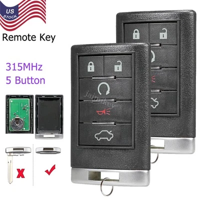 2 For 2008 2009 2010 2011 2012 2013 Cadillac CTS Keyless Entry Remote Key Fob - Image 1 of 4