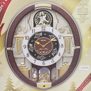 Seiko Swarovski Wall Clock NIB Golden Trumpet 18 Melodies Special Collector’s Ed - Picture 1 of 21