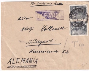 España  - Carta Barcelona a  Alemania Via Roma - Censura Militar Barcelona - Picture 1 of 2