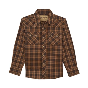 Boy's Wrangler Retro® Long Sleeve Snap Shirt - Brown 112368081 - Picture 1 of 2