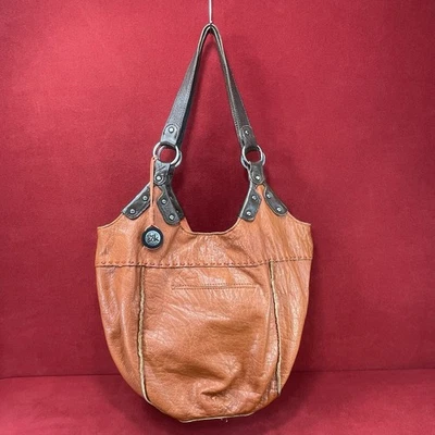 The SAK Indio Naranja Cuero Hobo BoHo Doble Asa Bolso de Hombro Cartera Bolso de Mano Foto 1 de 4