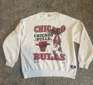 Vintage 90s Chicago Bulls Nutmeg NBA Graphic Crewneck Sweater XL Gray - Picture 1 of 4