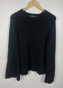 Polo Ralph Lauren Sweater XL Women Cotton Sweater Bell Sleeve Black - Picture 1 of 10