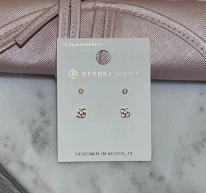 Kendra Scott Iris Stud Earring Set- 14K Gold Over Brass - Picture 1 of 2