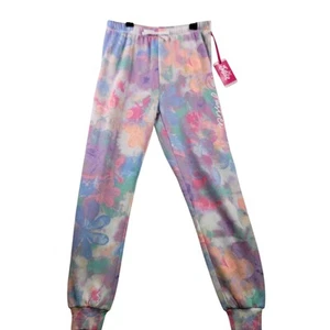 Justice Girls XL 16/18 Tie-Dye Joggers Smiley Face & "Justice" Print - Picture 1 of 8