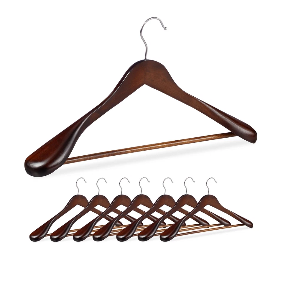 Relaxdays Anzug Kleiderbuegel 8er Set breite Schulter Hosenstange