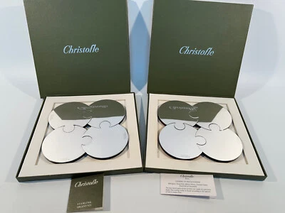 Juego de 8 Posavasos Christofle Madera Exótica y Puzzle Esterlina con Cajas Originales Foto 1 de 4