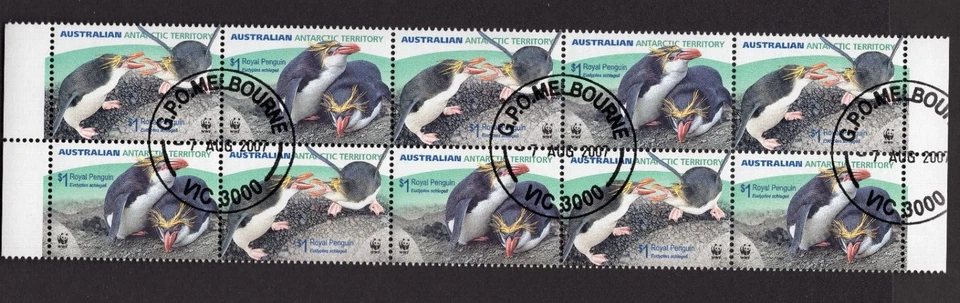 1992 AAT Australian Antarctic Territory $1 Royal Penguin CTO  Block of 10 - Image 1 of 1