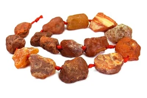 😏 Karneol große naturbelassene Nuggets ca. 20-30 mm Edelsteinperlen Strang 😉 - Bild 1 von 2
