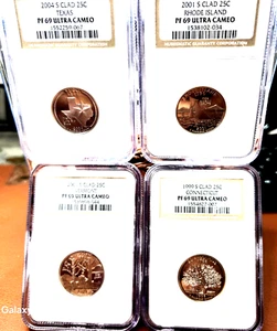 1999, 2001, 2001, 2004 S PROOF CLAD COIN QUARTERS NGC PF69 ULTRA CAMEO - Picture 1 of 2
