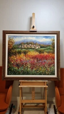 T. Delano Original Oil Painting Tuscany Landscape 4З.5 х З7.5" Framed Art - Image 1 of 4