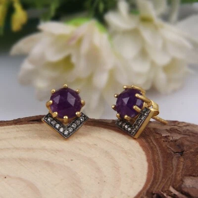 Pendientes de aventurina y circón chapados en oro amarillo pendientes de latón joyería  Foto 1 de 3