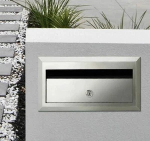 Sandleford 350mm Polished Silver Front Open Brick Insert Letterbox A4 Mail - Picture 1 of 5