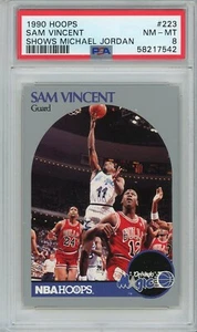 1990 Hoops #223 Sam Vincent Shows Michael Jordan PSA 8 - Picture 1 of 2
