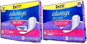 Always Discreet Incontinence Bladder Leak Liners #2 Long 111 Ct=Pack of 2=222 Ct - Picture 1 of 2