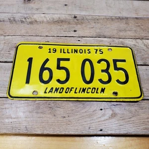 1975 165 035 Illinois Fahrzeug Nummernschild Land of Lincoln geprägt abgelaufen - Bild 1 von 2