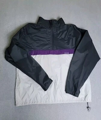 Chaqueta Cortavientos Helly Hansen L Negra Blanca Púrpura Capucha Bolsillo Ligera Y2K Foto 1 de 4
