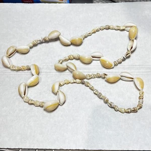 Vintage Necklace Cream Brown Tan Natural Shell Bead Beach Costume Jewellery - Picture 1 of 3