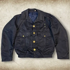 Vintage 60’s 70’s Nylon Full Zip Metropolitan Police Jacket Size 38 Blue Officer - Picture 1 of 11