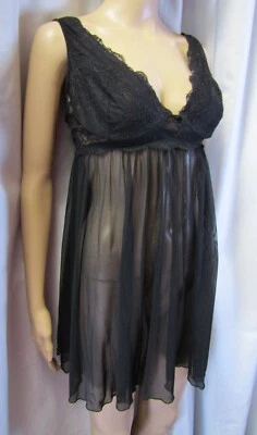 Lingerie  Sexy  Sleepwear  Women's  Shortie Nightie  Black w/ under-wire (500-5) - Image 1 of 4