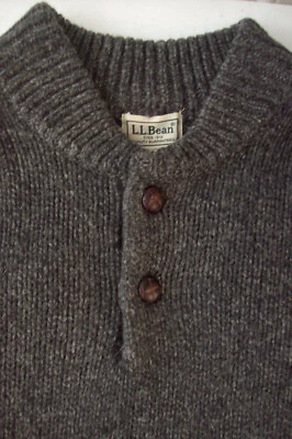 Suéter LL Bean Clásico de Lana de Cordero Trapo, Henley ~ Carbón ~ Para Hombre L Alto Foto 1 de 4