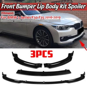 3 piezas para BMW Serie 3 F30 F35 2016-2019 alerón delantero alerón alerón negro - Imagen 1 de 9
