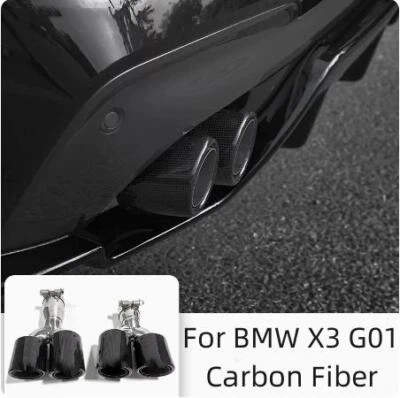 For BMW X3 G01 2018-2022 Rear Exhaust Muffler Tip Tail Pipe 2X Carbon Fiber Foto 1 de 4