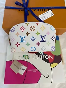 Louis Vuitton Murakami Cosmetic Pouch PM White Multicolor LV x TM 2025 Sold Out - Picture 1 of 20