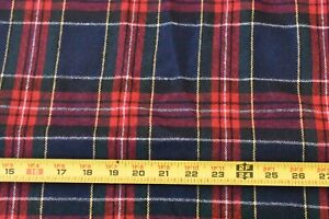 By 1/2 Yd, 56" Wide, Red & Navy Tartan/Plaid Light-to-Mid-Weight Wool, A554