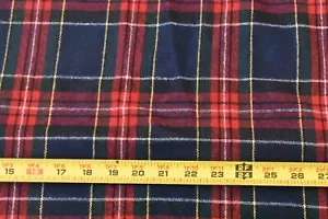 28" Long x 56" Wide, Red & Navy Tartan/Plaid Light-to-Mid-Weight Wool, A554 - Picture 1 of 4