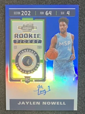 2019 Panini Contenders Optic #136 Jaylen Nowell Blue Prizm RC Auto /99 - Image 1 of 2
