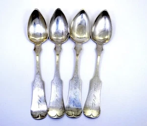 E&D EDWARD DAVID KINSEY antica moneta 1850 violino argento cucchiaino set 4 cucchiaini - Foto 1 di 9