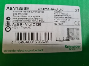 VIGI C120 4P 125A 30mA-AC SCHNEIDER A9N18569 BLOC DIFFERENTIEL Type AC - Imagen 1 de 1