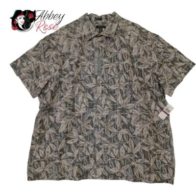NWT Van Heusen Air Hawaiian Style Shirt Gray Rayon Classic Fit Size XXL - Image 1 of 4