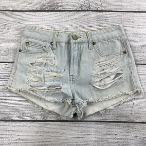 Pantalones Cortos ISLA Distressed Lavado Ligero Mujer Talla 6 Pequeños Informales Flecos Denim Jean - Imagen 1 de 10