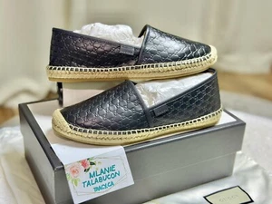 Authentic GUCCI 567106 MICROGUCCISSIMA LEATHER ESPADRILLES FLAT SHOES Size 39.5 - Picture 1 of 21