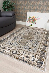 Modern Grey Rug Living Room Floor Mat Old Style Traditional Design Carpet UK - Picture 1 of 5
