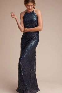 BHLDN New Sequined Alana dress Navy size 6 by Donna Morgan NWT - Picture 1 of 5