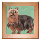 Silky Terrier Dog Kitchen Ceramic Trivet Framed in Pine 8" x 8"