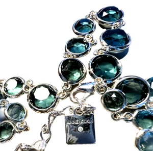 Anne Klein 20" Halskette mit schönen grünen runden Steinen in Silber gefasst - Bild 1 von 5