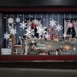 100 Reusable Merry Christmas Window Snowflakes Stickers Clings Decal Decorations - Picture 1 of 10