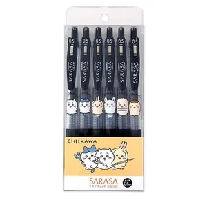 Chiikawa Sarasa Water-Based Ballpoint Pen, 0.5mm, Black, Set of 6, 227364 SARASA - Picture 1 of 7