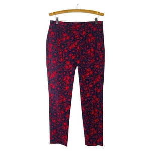 Talbots blue red floral Chatham stretchy preppy straight leg pants 8 - Picture 1 of 7