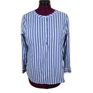 Blau gestreifte Damenbluse Talbots mit Häkeldetail | Größe XL Petite - Bild 1 von 11