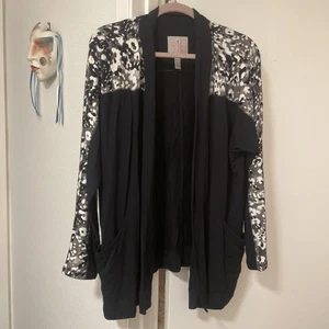 Isaac Mizrahi Black/White Open Front Jacket Size Large - Picture 1 of 9