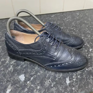 Dune Women’s black Dark Navy Brogue heels Smart Shoes UK 4 EU 37 - Picture 1 of 19