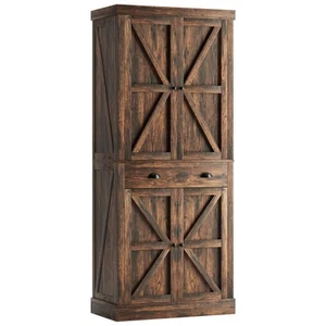 Kitchen Pantry Cabinet 72.6" H, Farmhouse Wooden Cabinet with 4 Adjustable Sh... - Picture 1 of 7