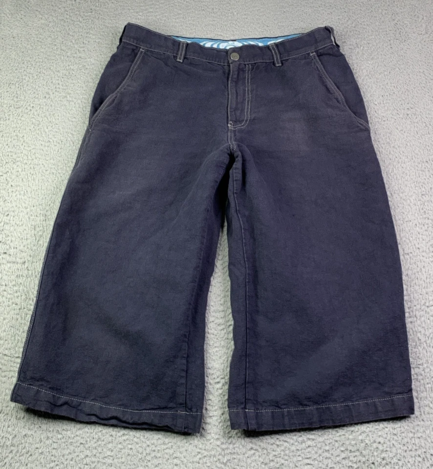 Pantalones Cortos Vintage Armani Jeans Hombres Talla 30 Sueltos Logo Cáñamo Mezcla de Algodón Azul Oscuro Foto 1 de 4