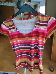Damen-Shirt+Gr.34/36+Bunt Gestreift+Sportlich+Leger+Kurzer Arm - Bild 1 von 4