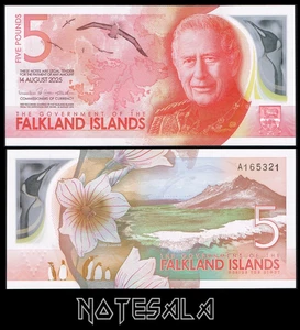 FALKLAND ISLANDS 5£ POUNDS 2025 PicK-20 Penguins PREFIX A POLYMER UNC - Imagen 1 de 1